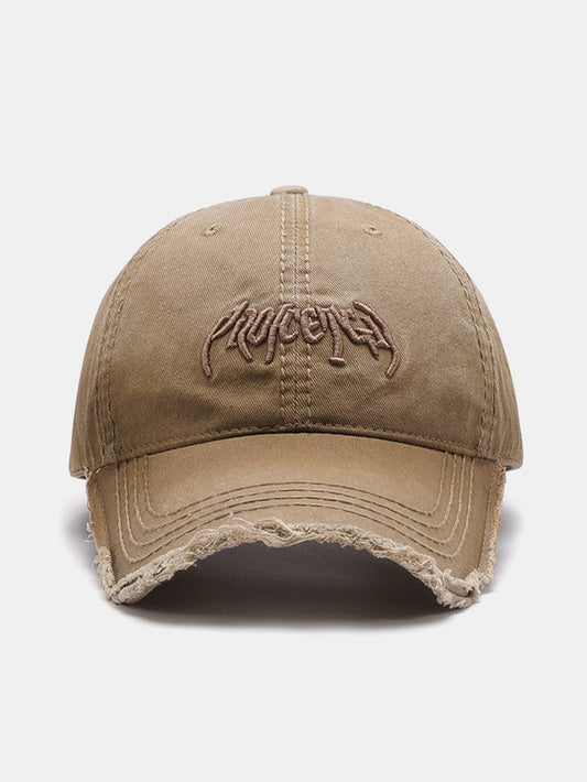 Slogan Embroidery Washed Baseball Cap
