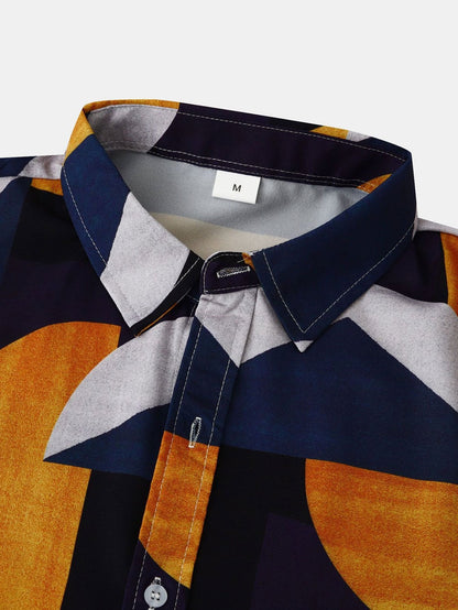Geometry Print Button Up Shirt
