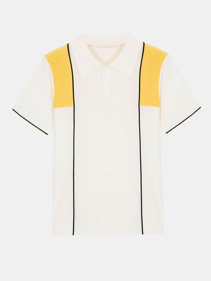 Striped Color Block Short Sleeve Sweater Polo