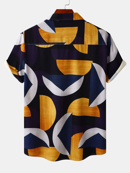 Geometry Print Button Up Shirt