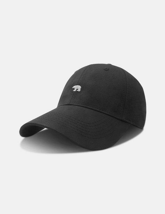 Cotton baseball cap with embroidered bear pattern